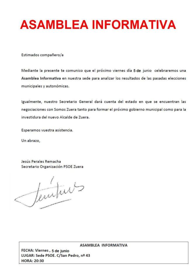 Asamblea informativa junio 2015